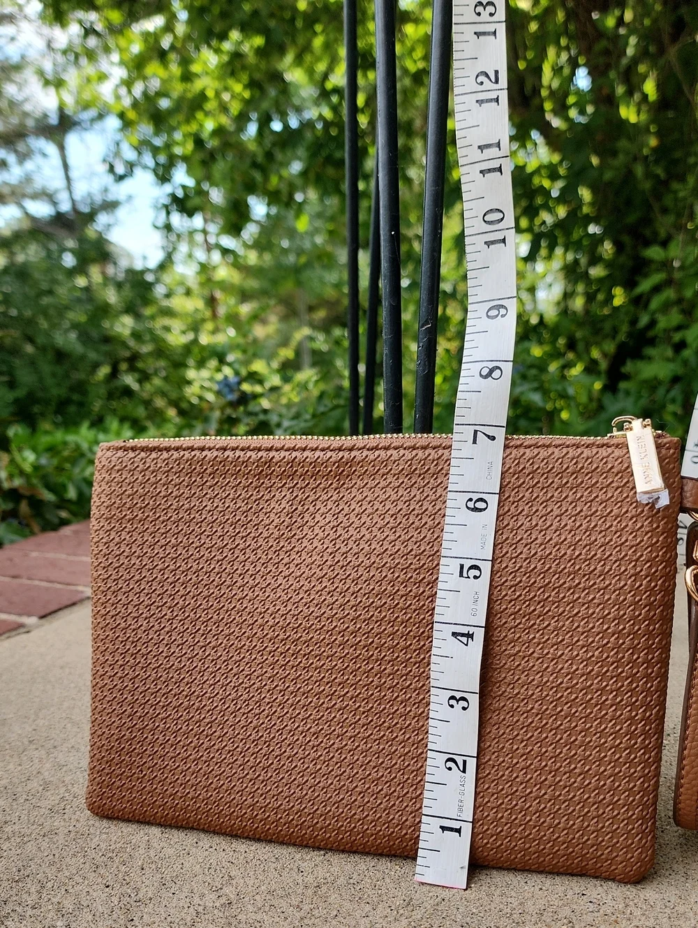 Anne Klein Brown Woven Wristlet Clutch